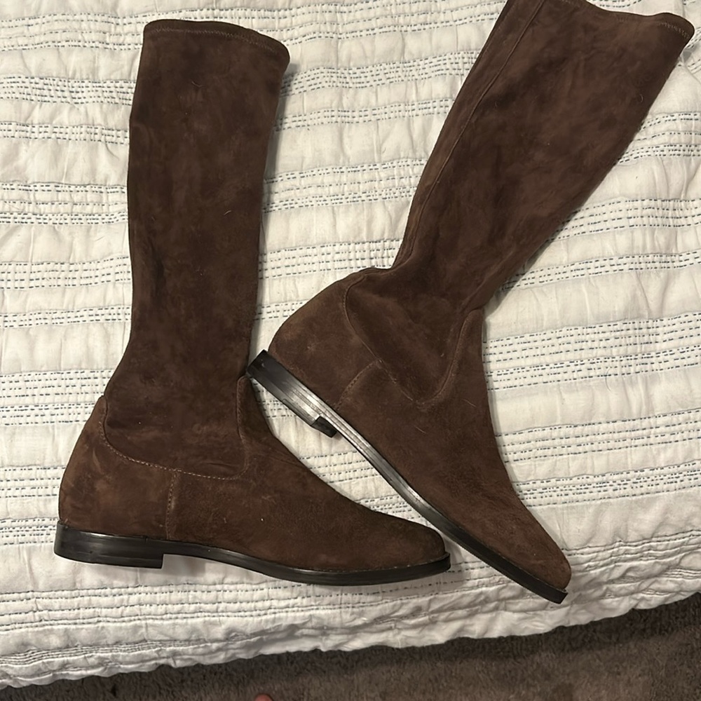 Brown suede boots
